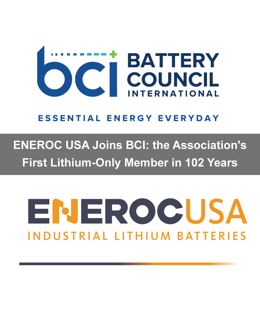 ENEROC USA Joins BCI: the Association's First Lithium-Only Member in 102 Years